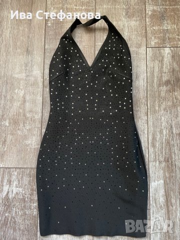 Черна бандажна къса рокля с камъни сваровски-Swarovski Crystal, снимка 3 - Рокли - 26748945