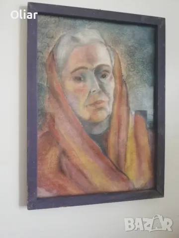 Изключително магнетична и изразителна картина. Портрет. Пастел., снимка 1