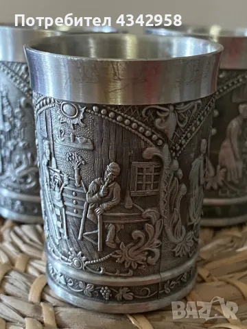 Старини чашки от релефен калай. Германия., снимка 2 - Антикварни и старинни предмети - 50433346