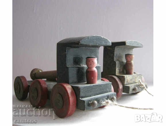 2 бр Стар дървен локомотив камион играчка, снимка 1