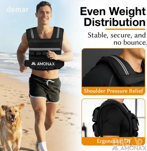 Регулируема жилетка с тежести Amonax за жени и мъже, 1,1–20 кг, снимка 4 - Фитнес уреди - 52671376