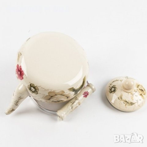 Емайлиран чайник с винтидж декор 2л / 70784, снимка 3 - Аксесоари за кухня - 43295218