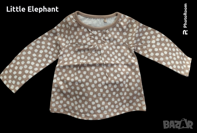 Блузка с дъкъг рълав на бели точки за момиченце на 9-12 мес,колекция"Points",Англия/нова