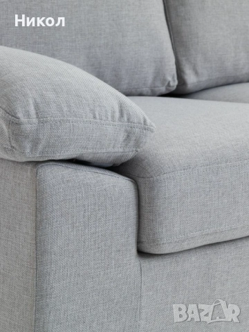 Диван GEDVED 2-местен светлосив текстил, снимка 3 - Дивани и мека мебел - 53358752