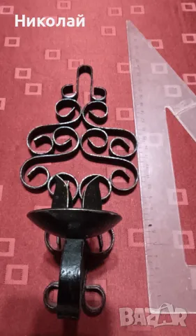 Железен свещник / ковано желязо, снимка 2 - Антикварни и старинни предмети - 48967747