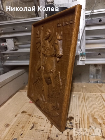 Дърворезба-икона на Свети Димитър Солунски, снимка 2 - Икони - 52084375