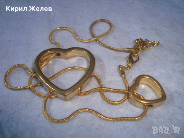 ДВЕ СЪРЦА в ЕДНО ПОЗЛАТЕН НЕЖЕН АРТ МЕДАЛЬОН КОЛИЕ с ФИНА ВЕРИЖКА 29047, снимка 2 - Колиета, медальони, синджири - 37660991