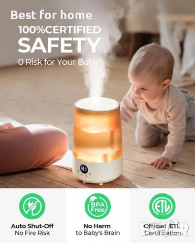 Овлажнител Homvana H101 тих ултразвуков овлажнител 3л с осветление, снимка 11 - Овлажнители и пречистватели за въздух - 39633852