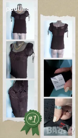 Три различни броя / Черна маркова блуза тип туника с къс ръкав , снимка 14 - Туники - 50397510