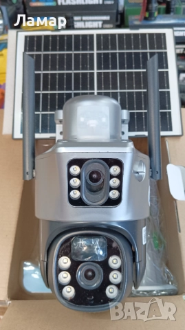 Двойна соларна безжична въртяща камера 4G 2x12MP работи с СИМ SIM карта, мобилни данни от тел. опер, снимка 3 - HD камери - 52665791