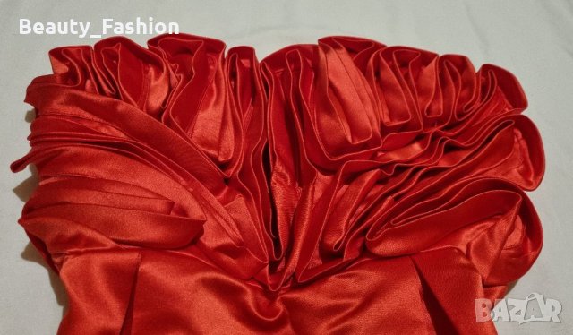 Официална сатенена червена рокля, снимка 2 - Рокли - 34959816