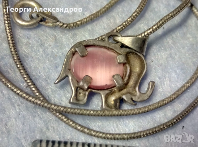 Колие СРЕБЪРНО СЛОНЧЕ АРТ Медальон За ЩАСТИЕ с Шлифовано РОЗОВО КОТЕШКО ОКО и Нежна СРЕБЪРНА Верижка, снимка 3 - Колиета, медальони, синджири - 52776324