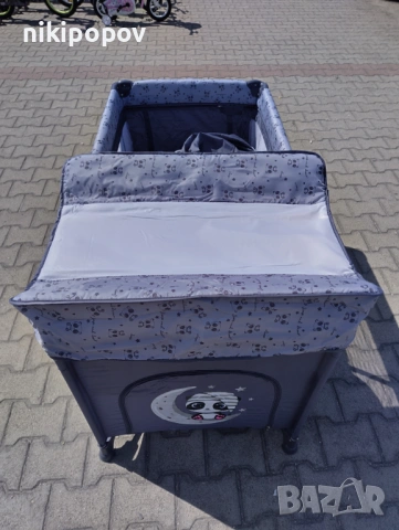 LORELLI Детска кошара на 2 нива с повивалник MOONLIGHT сив, снимка 10 - Кошарки - 53565246