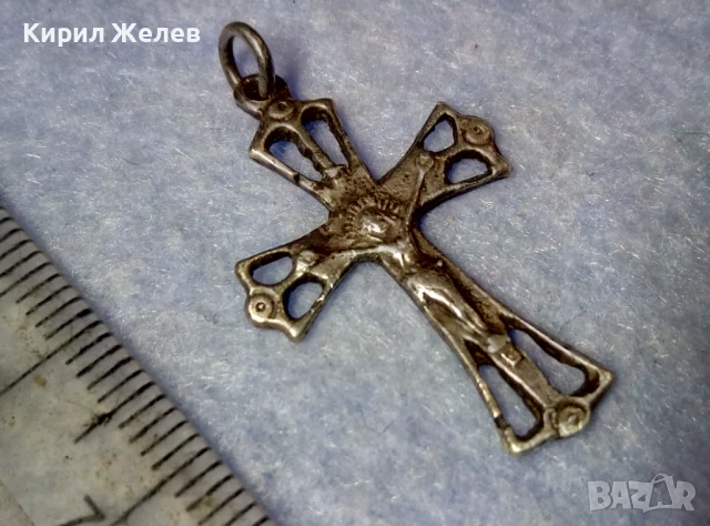 СТАРО СРЕБЪРНО РАЗПЯТИЕ КРЪСТ КРЪСТЧЕ СРЕБРО ВИСОКА ПРОБА РЪЧНА ХУДОЖЕСТВЕНА АЖУРНА ИЗРАБОТКА 72391, снимка 3 - Антикварни и старинни предмети - 50542196