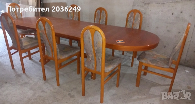 Комплект масивна разтегателна маса- Автомат с 8 стола, снимка 1