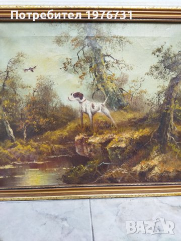 Картина " Ловна сцена" пейзаж, снимка 2 - Картини - 43838524