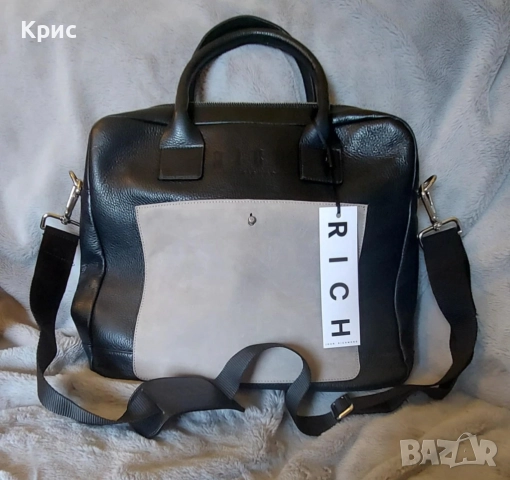 John Richmond оригинална мъжка чанта от естествена кожа