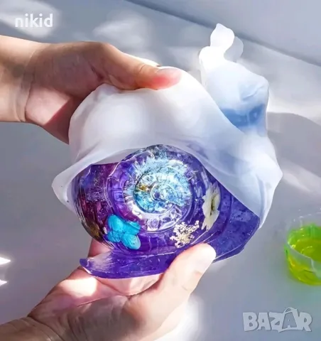 3d гигант Охлюв силиконов молд форма фондан шоколад гипс декор украса кашпа, снимка 4 - Форми - 50262573