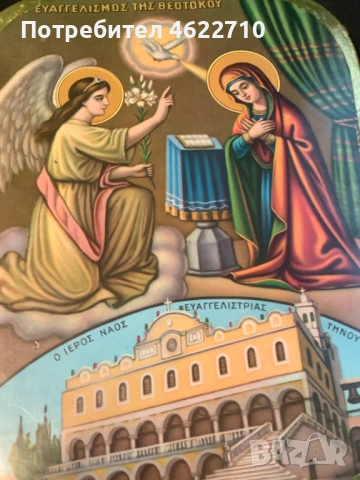 Икона Благовещение на Богородица , снимка 4 - Антикварни и старинни предмети - 53487469