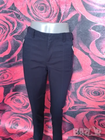 Zara Basic Тъмно син офис панталон с ципове отпред С/М, снимка 3 - Панталони - 49463105