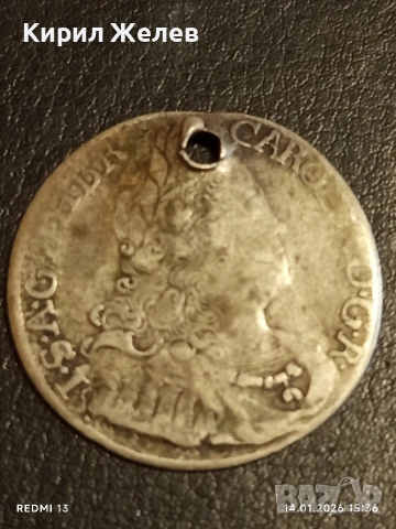 Сребърна монета 6 кройцера 1724г. Карл шести Австрия за КОЛЕКЦИЯ 53001