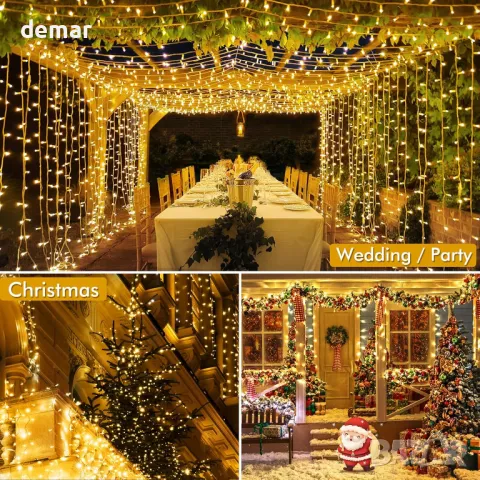 GlobaLink Коледни светлини за открито, 25m 500LED, Захранване от батерия с таймер и 8 режима, IP44, снимка 5 - Декорация за дома - 48000424