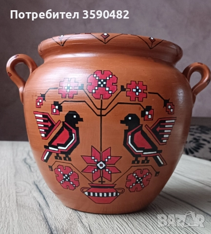 Ръчно изрисувана керамична делва с шевица