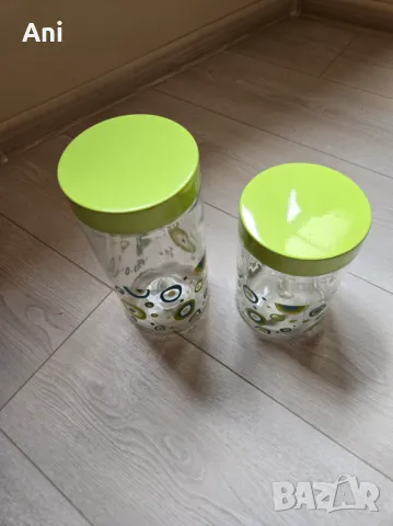 Стъклени буркани със зелени десени и капачки, снимка 4 - Буркани, бутилки и капачки - 49933806