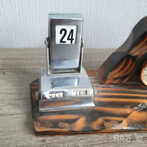 Стар механичен календар и термометър, снимка 2 - Колекции - 50169640