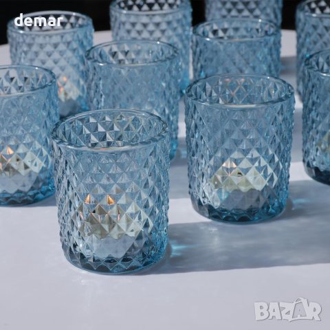 Свещници за чаени свещи за декорация 12 бр., сини, снимка 2 - Декорация за дома - 43118149