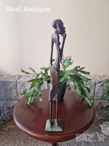 Страхотна голяма антикварна колекционерска бронзова фигура пластика статуетка , снимка 6 - Статуетки - 50521234