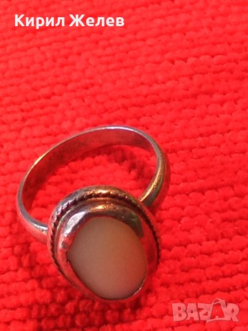 Старинен СКЪПОЦЕНЕН АНГЛИЙСКИ СРЕБЪРЕН РЕТРО АРТ ДЕКО ПРЪСТЕН с РЪЧНО ШЛИФОВАН МЛЕЧНОБЯЛ АХАТ 40328, снимка 3 - Антикварни и старинни предмети - 42613114