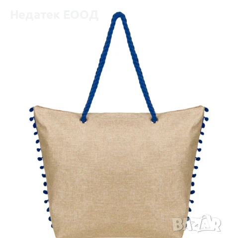 Плажна чанта, Бежов, 42x15x43см., снимка 3 - Чанти - 50699595