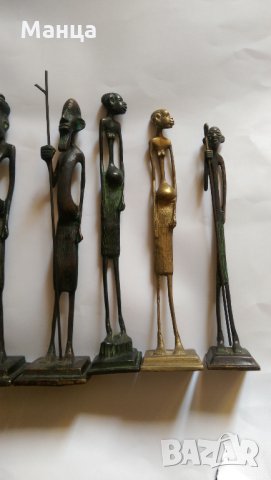 Бронзови Африкански фигури 8 броя, снимка 6 - Статуетки - 26429241