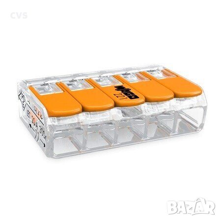 Пружинна 5-проводна клема WAGO COMPACT, 221-415, до 4.0mm2, 450V/32A