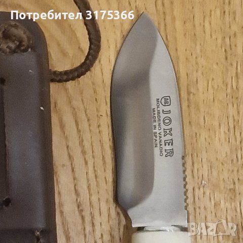 Нов неупотребяван испански нож Жокер за дране с дръжка цял еленов рог, снимка 3 - Ножове - 44119934
