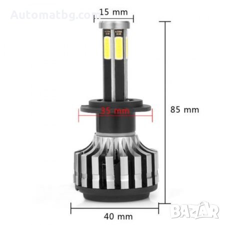 Комплект диодни крушки за фарове Automat, с 6 страни – X6S LED Headlight H7, 50W, 9-32V, снимка 2 - Аксесоари и консумативи - 28082284