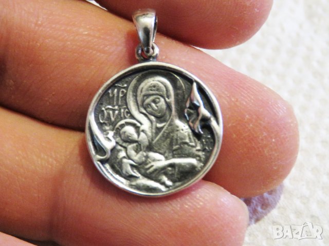Стар сребърен медальон Дева Мария, богородица Млекопитателка - при трудно раждане сребро, снимка 4 - Колиета, медальони, синджири - 33292553