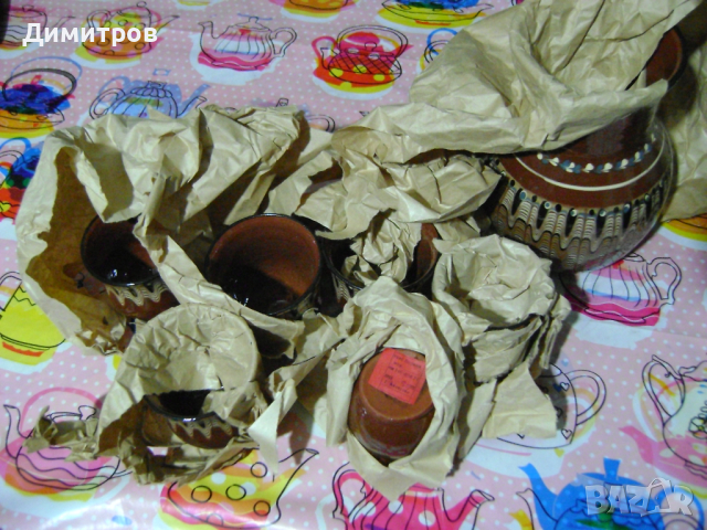 Сервиз за вино  нов! От соца  Троянска керамика, снимка 2 - Антикварни и старинни предмети - 44852823