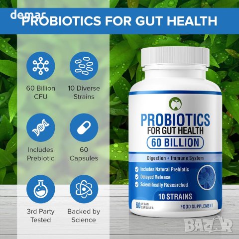 Пробиотици за здраве на червата 60 капсули, снимка 7 - Хранителни добавки - 43947359