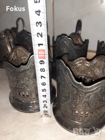 Комплект посребрени руски съветски подстакани 6 броя, снимка 4 - Антикварни и старинни предмети - 50989707
