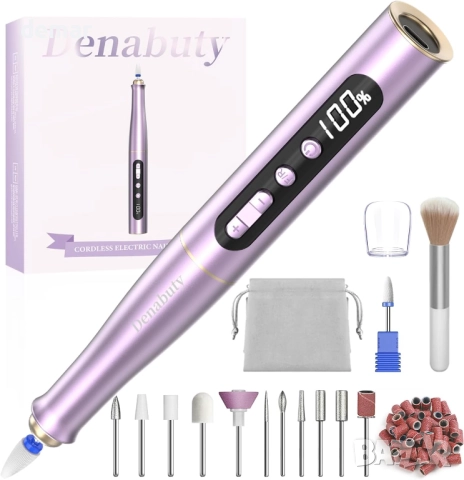 Безжична електрическа пила за нокти 13 в 1, 35000 об/мин, 5 скорости, виолетова