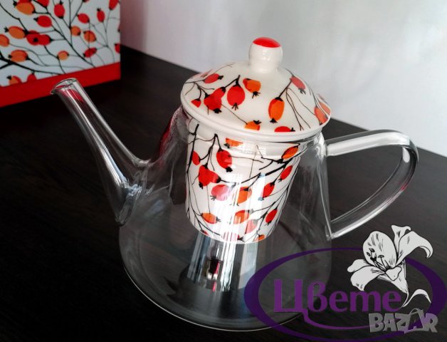 Стъклен чайник в луксозна опаковка, снимка 1 - Аксесоари за кухня - 40587071
