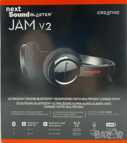 Слушалки CREATIVE Sound Blaster Jam V2 Bluetooth, Черен + Гаранция, снимка 3 - Bluetooth слушалки - 39941238