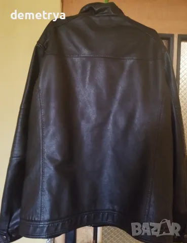 Мъжко черно кожено яке размер 2XL, снимка 3 - Якета - 47365193