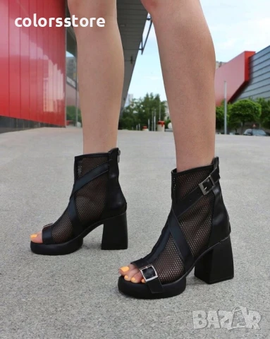 Летни боти на ток - черна кожа - LBMN56

.