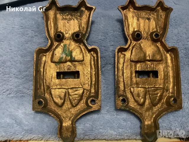 Държач за свещник бронз  стил Арт Нуво   1930 години  цена за 2 броя  височина  13 ‘5 см, снимка 2 - Антикварни и старинни предмети - 52248211