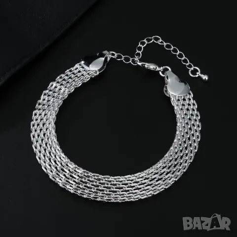 Сребърен синджир и гривна, снимка 10 - Бижутерийни комплекти - 48483139