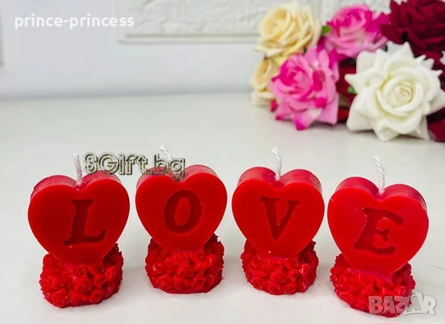 Комплект свещи сърца Love , снимка 2 - Романтични подаръци - 53139303