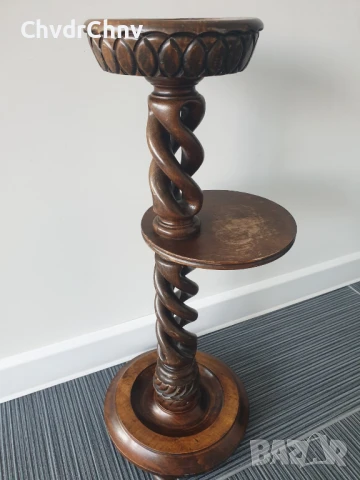 60см дърворезба/дървена масичка/малка маса-стойка-поставка-пиедестал, снимка 2 - Маси - 50955021